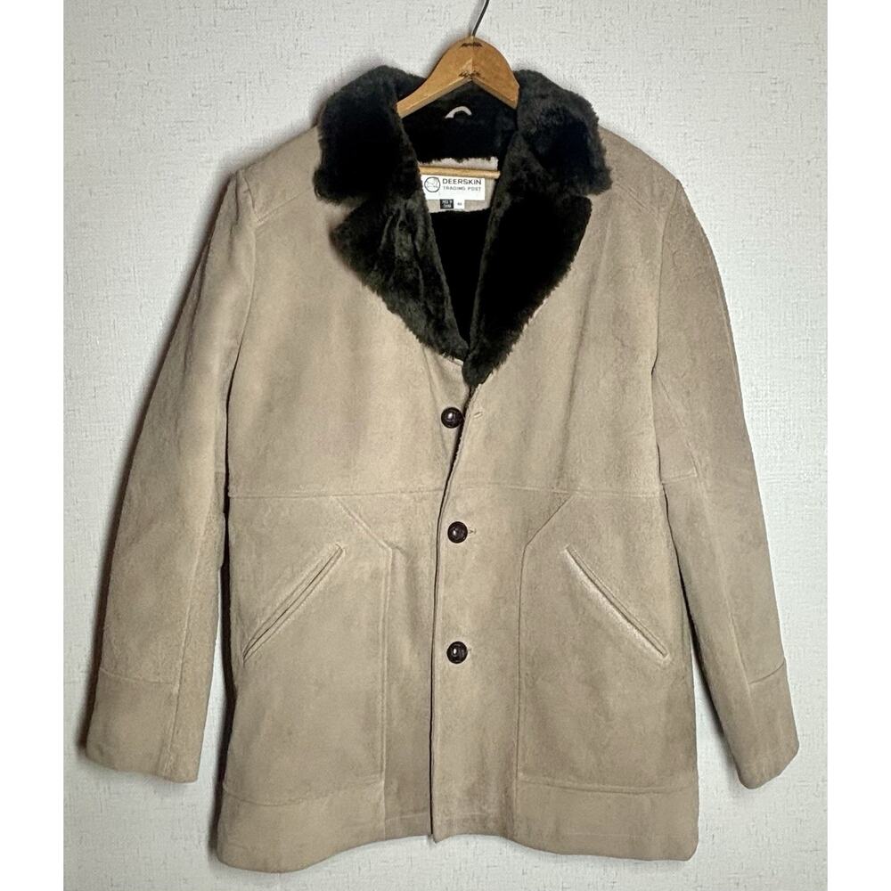 Deerskin Trading Post Leather VTG Jacket Faux Fur Lined Western Ranch Coat 40